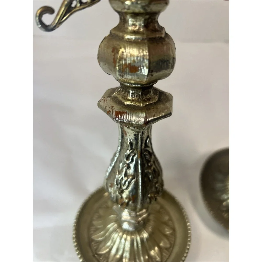 Vintage Gold Tone Candle Holder Set Of 2 Beautiful Ornate Hollywood Regency Read